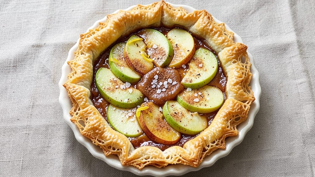 French Apple Tart Recipe With Puff Pastry: Crunchy Streusel Crown Over Tart Apple Layers