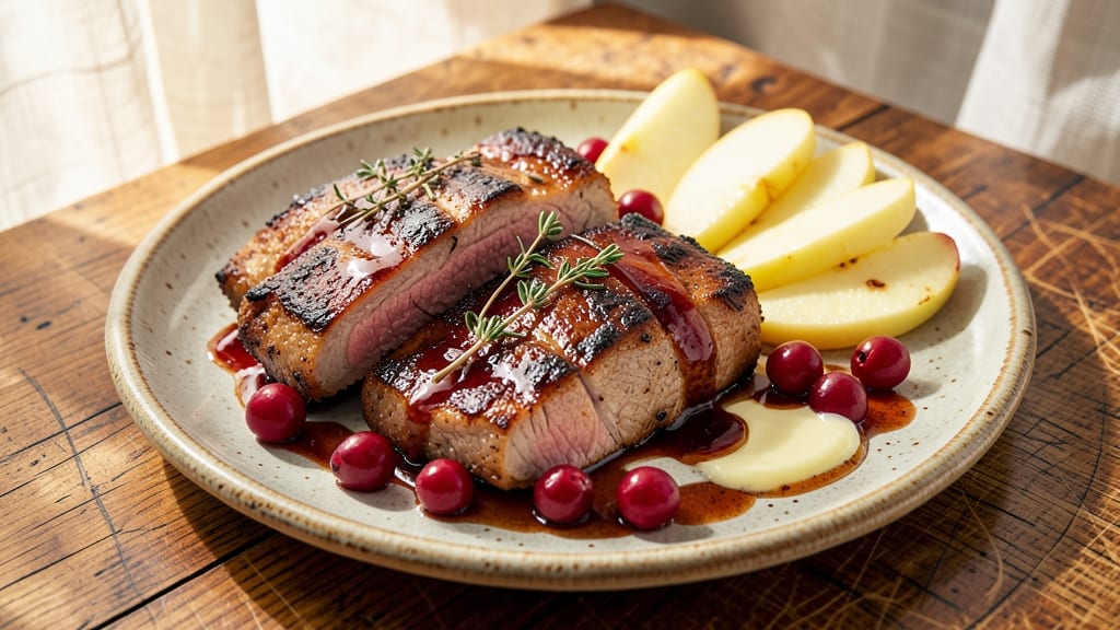 Pork Chops With Apple Cranberry Recipe: Pan-Seared Crispness and Sweet-Tart Glaze