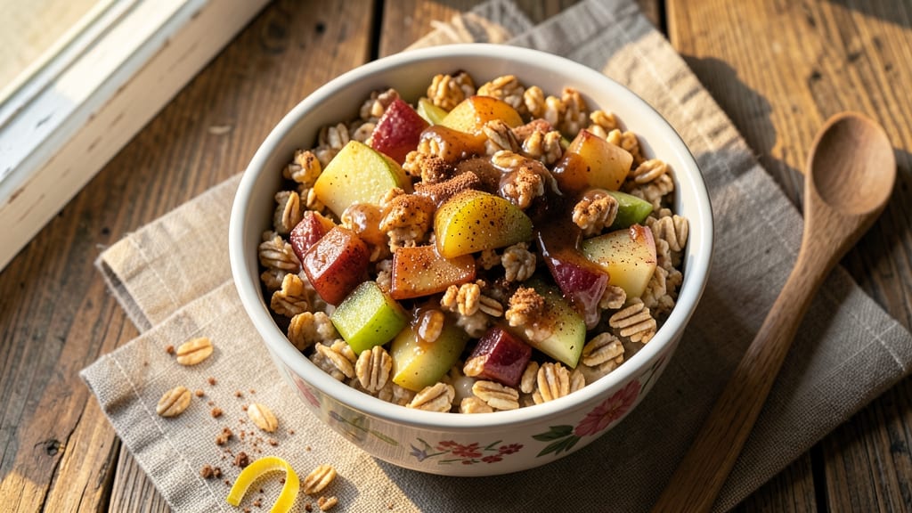 Easy Baked Apple Oatmeal Breakfast Recipe: Warm Spiced Topping Transforms Oats Into Dessert