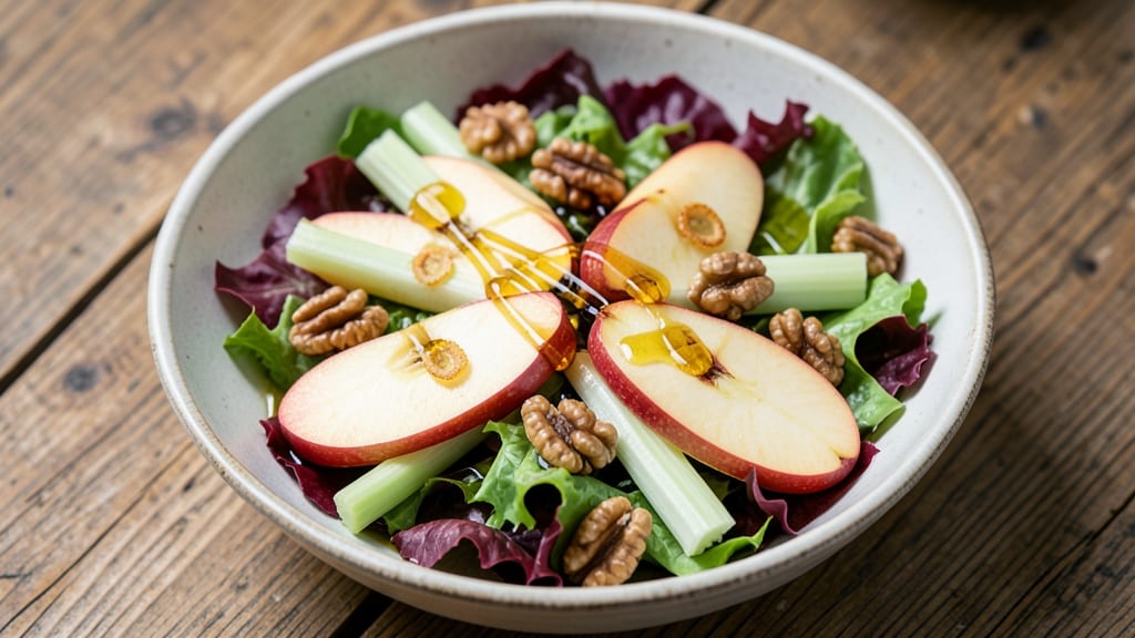 Apple Harvest Salad Fresh Market Recipe: Crisp Apples, Celery, and Walnuts With Zesty Honey-Lime Vinaigrette
