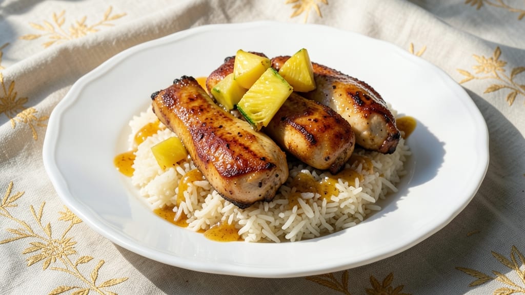 Pineapple Chicken and Jasmine Rice Recipe: Caramelized Pineapple Crust Over Fluffy Rice