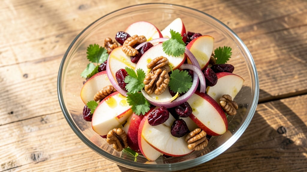 Fresh Apple Cranberry Pecan Salad Recipe: Crunchy Sweet Tart Bite in Every Forkful