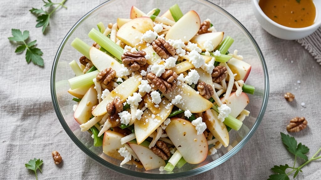 Shredded Apple Salad Recipe: Crisp Celery Bites and Creamy Goat Cheese Swirls