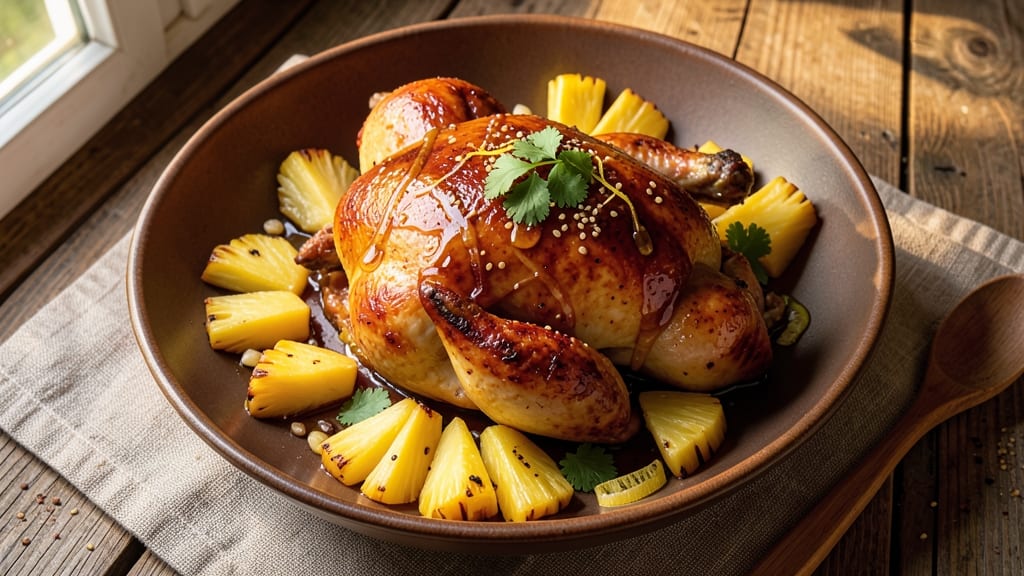 Roast Chicken With Pineapple Recipe: Juicy Meat and Tropical Sweetness in One Pan