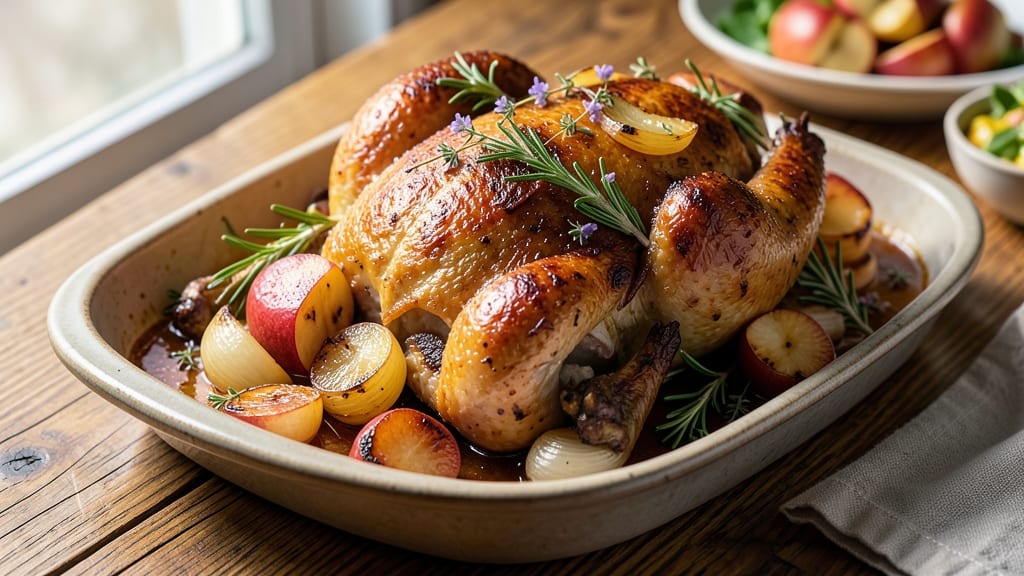 Apple Roasted Chicken Recipe: Caramelized Glaze Locks in Juicy Tenderness