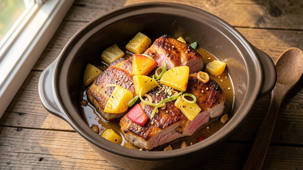 Hawaiian Pineapple Pork Chops Crockpot Recipe: Tropical Sweet-Tang Glaze That Melts in Minutes