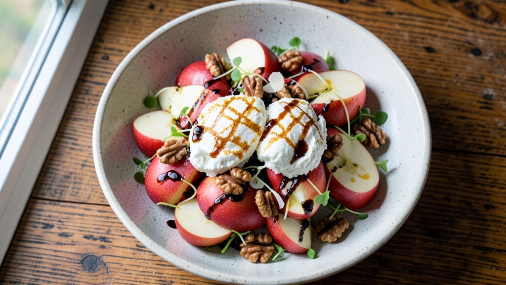 Apple And Goat Cheese Salad Recipe: Crispy Walnut Topping Balances Creamy Richness