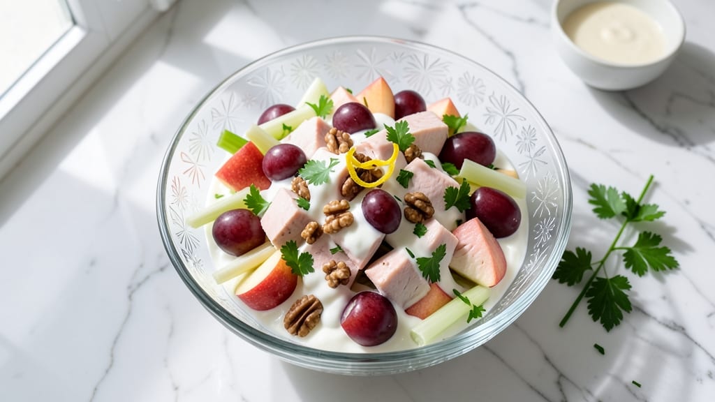 Apple Waldorf Chicken Salad Recipe: Crunchy Celery and Apple Bites With Creamy Yogurt Dressing