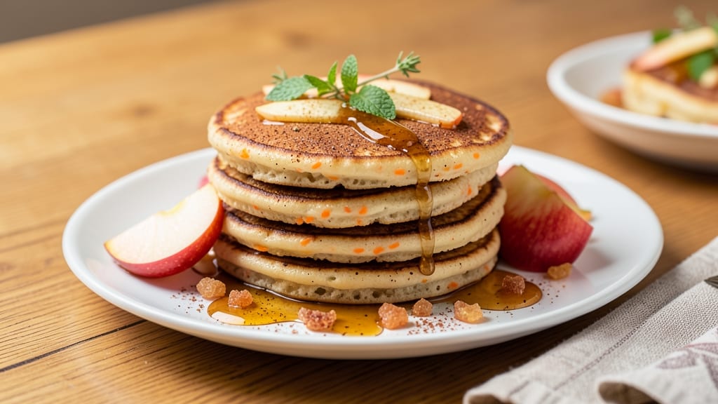Carrot Apple Pancakes Recipe: Spiced Streusel Hugs Tart Apple Filling