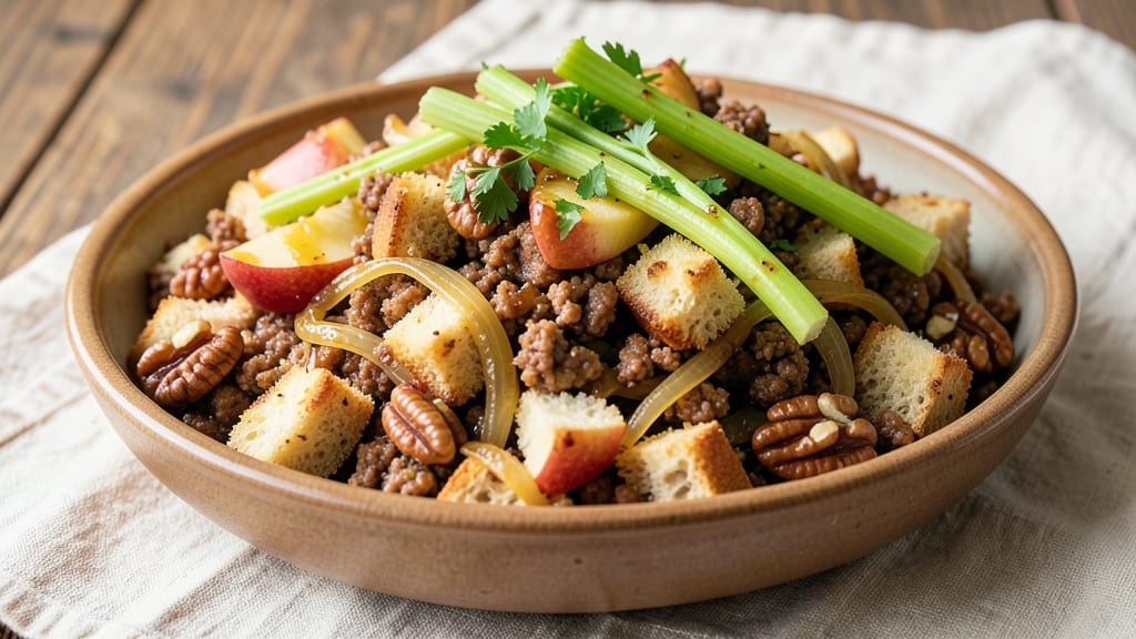 Apple Walnut Sausage Stuffing Recipe: Savory Crunch and Herbed Depth in One Pan
