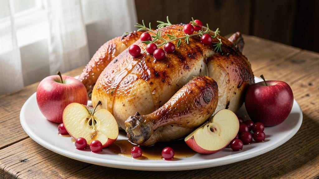 Apple and Cranberry Roasted Chicken Recipe: Juicy Meat with Sweet-Tart Pan Sauce