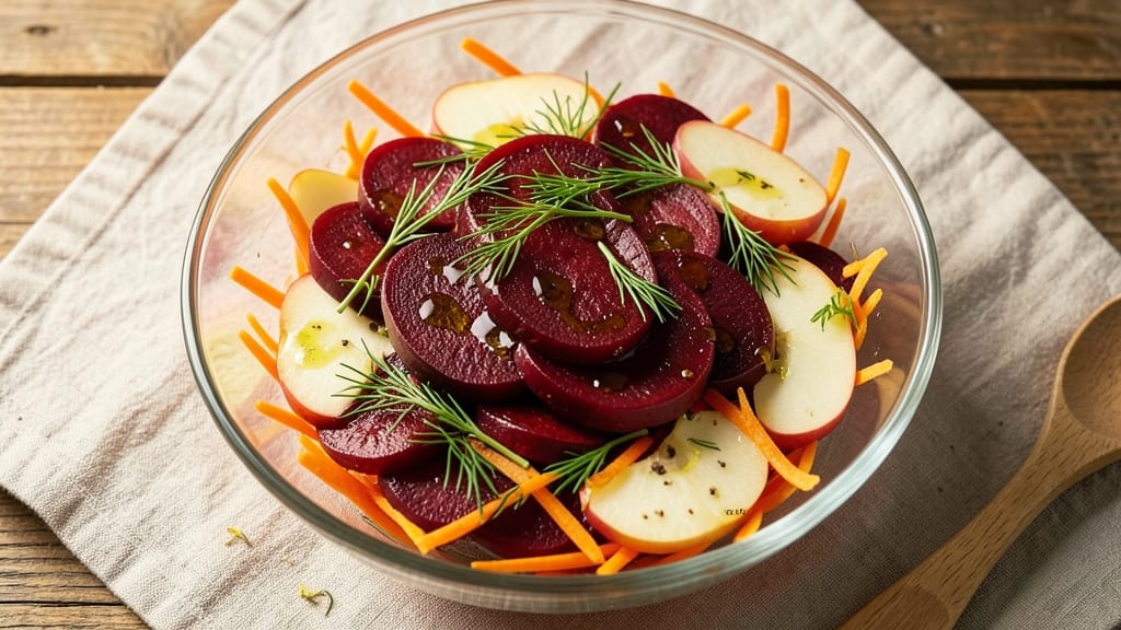 Beetroot, Carrot, and Apple Salad Recipe: Crunchy Sweet-Tart Bite with Herb Vinaigrette Magic