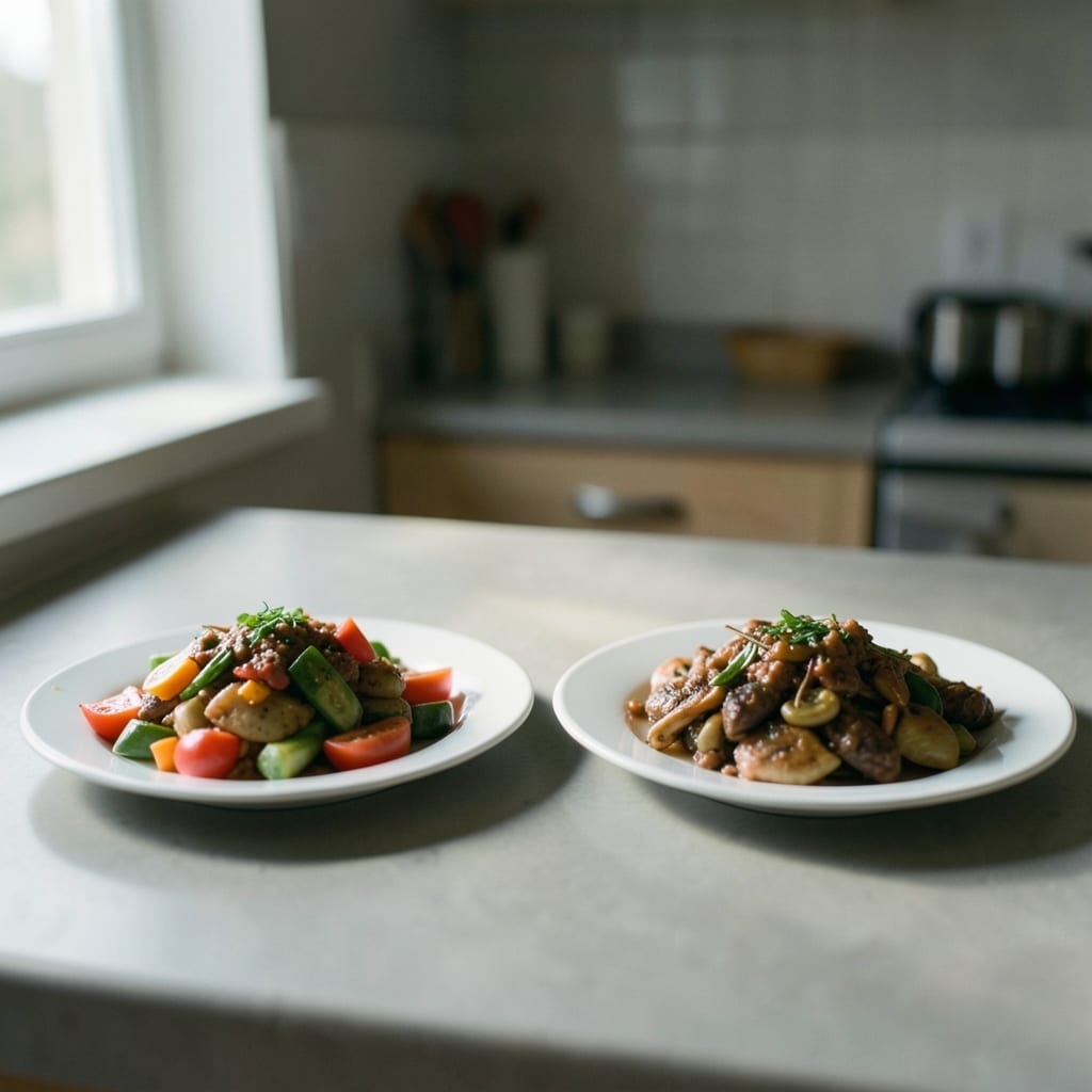 Two versions of the same dish, side by side