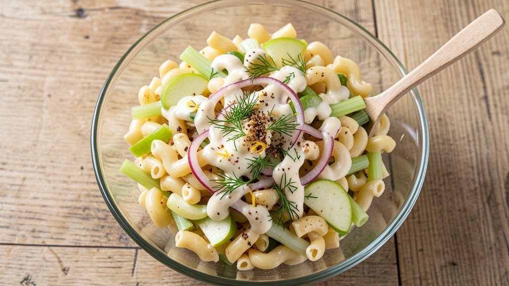 Apple Macaroni Salad Recipe: Crunchy Celery and Sweet Apple Bite Every Forkful