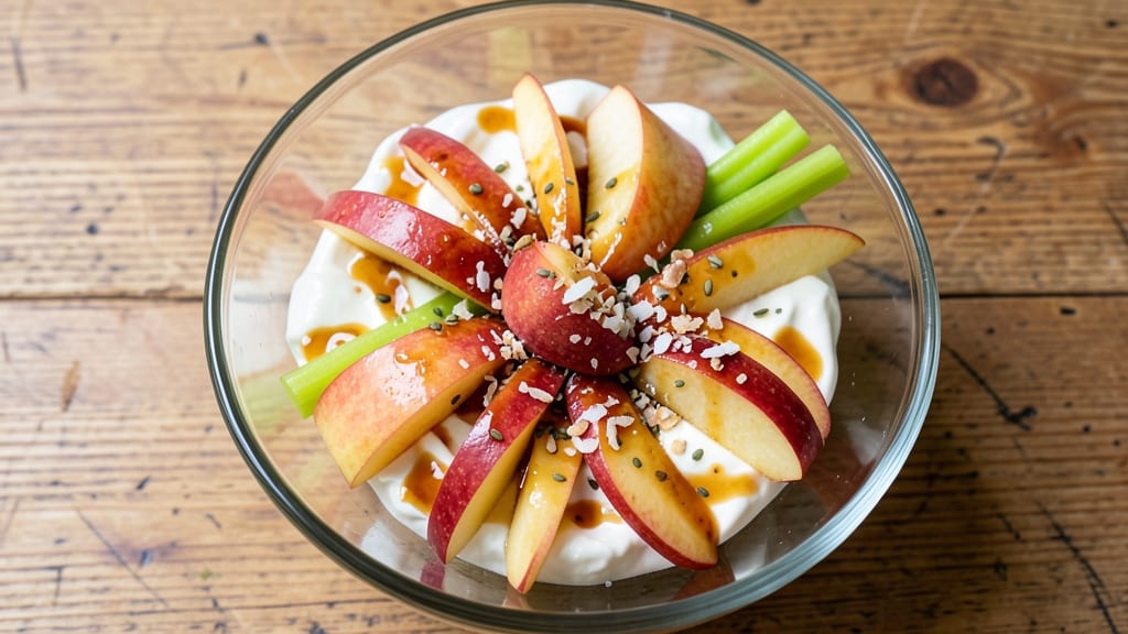 Healthy Candy Apple Salad Recipe: Crunchy Apple Celery Bites with Light Vanilla Dressing