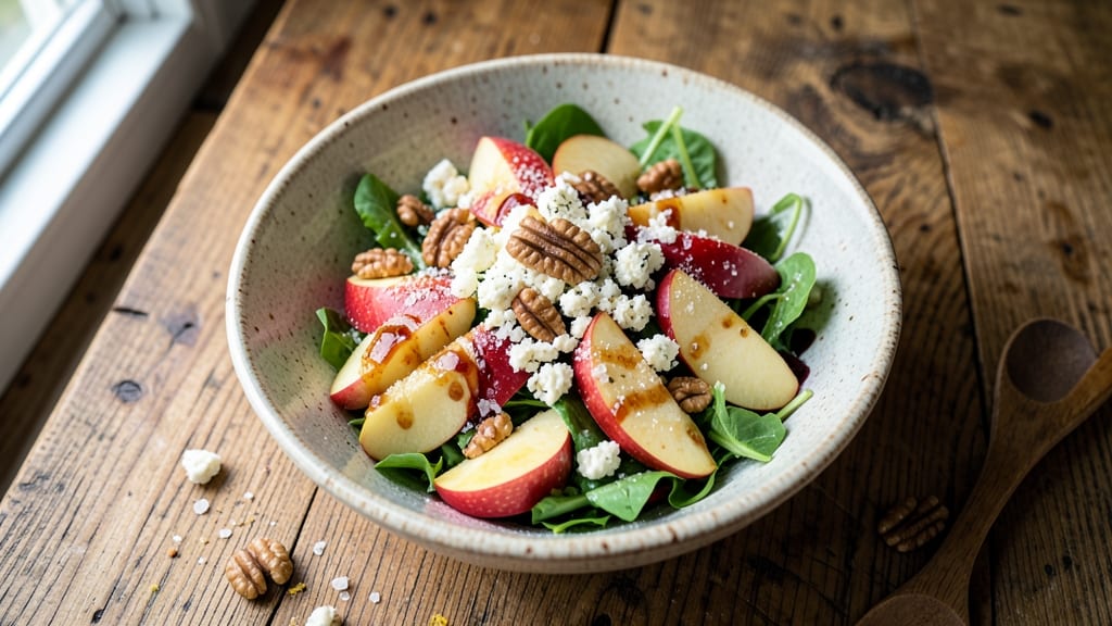 Old Fashioned Apple Walnut Salad Recipe: Crunchy Sweetness With Creamy Goat Cheese Twist