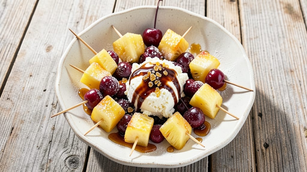 Cheese Cherry Pineapple Recipe: Sweet-Tart Skewers With Creamy Goat Cheese Drizzle