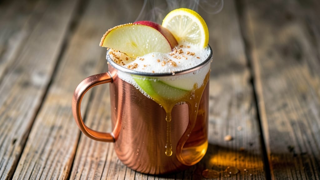 Crown Apple Mule Recipe: Spiced Rum Streusel Crown Over Tart Apple Layers