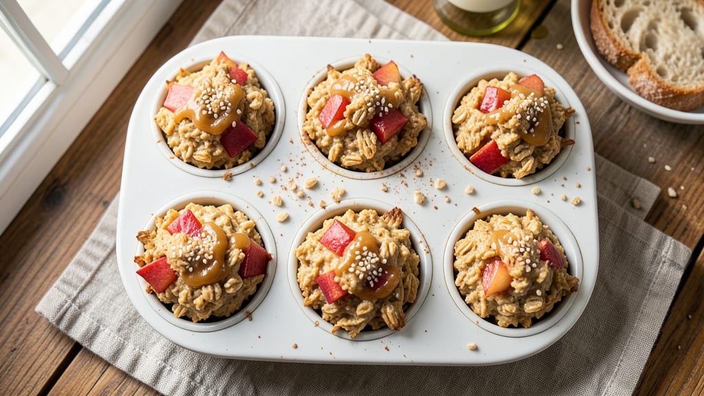 Apple Cinnamon Oatmeal Cups Recipe: Portable Breakfast with Caramelized Apple Streusel