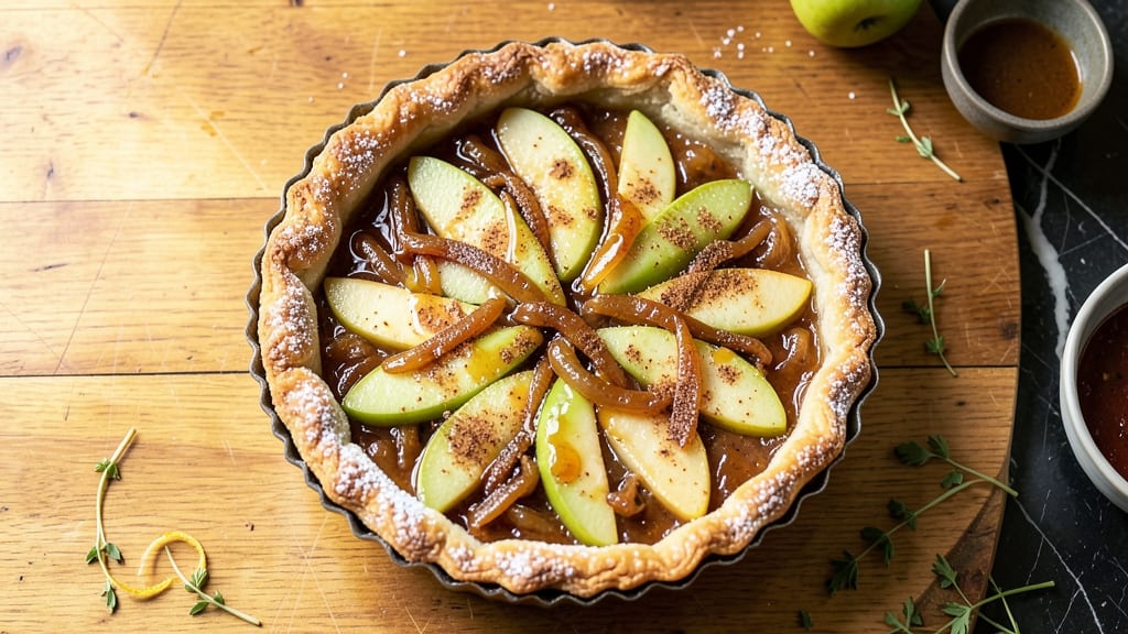 French Normandy Apple Tart Recipe: Rustic Streusel Hugs Tart Cider Filling
