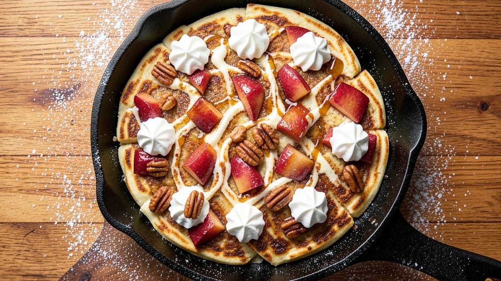 Apple Cinnamon Roll Sheet Pan Pancakes Recipe: Flaky Layers With Caramelized Apple Streusel