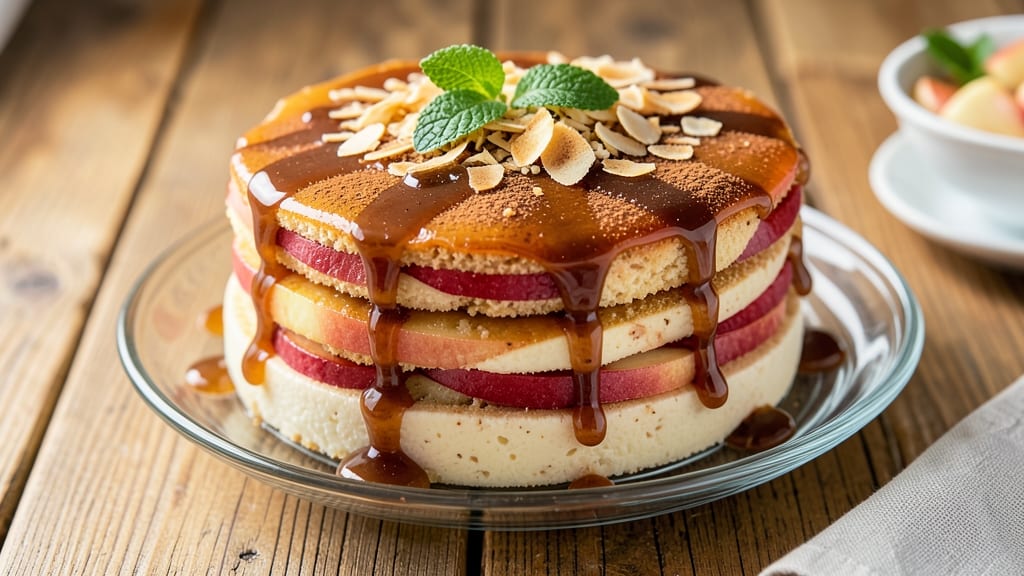 Raw Apple Cake Recipe With Caramel Sauce: Crunchy Streusel Hugs Gooey Apple Layers