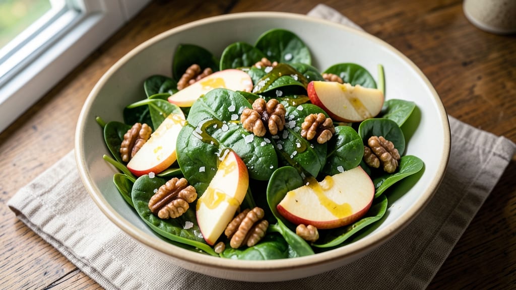 Spinach Apple Walnut Salad Recipe: Crunchy Nutty Bite with Bright Citrus Dressing